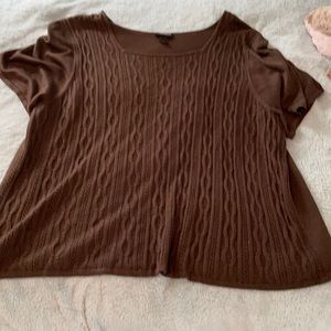 Maggie Barnes 4x top knit details on front brown